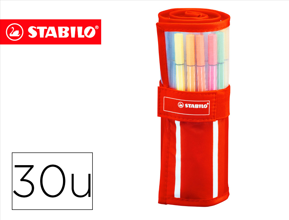 ROTULADOR STABILO PUNTA DE FIBRA PEN 68 ESTUCHE ROLLERSET DE 30 UNIDADES COLORES SURTIDOS