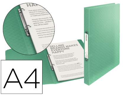 CARPETA ESSELTE 2 ANILLAS 25 MM DIN A4 COLOUR ICE POLIPROPILENO COLOR VERDE