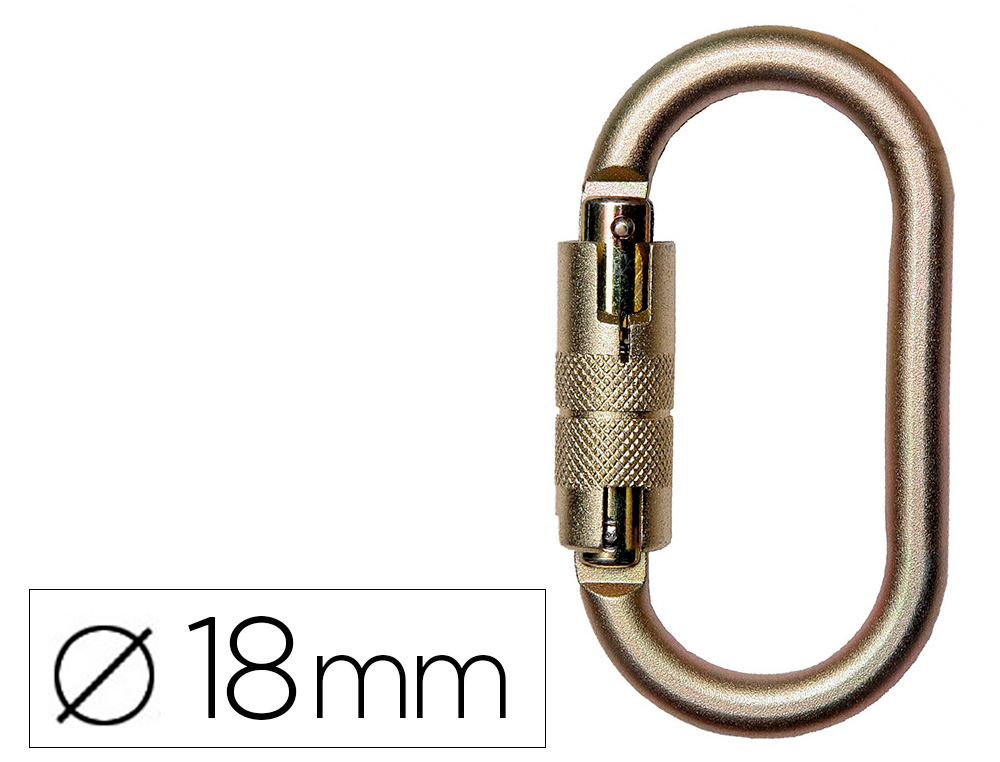 MOSQUETON FARU ACERO GALVANIZADO AUTOMATICO VIROLA 18 MM RESISTENCIA 25 KN