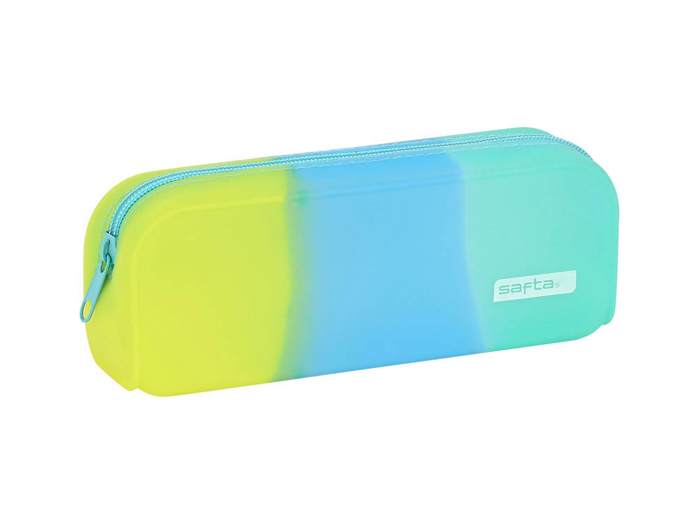 BOLSO ESCOLAR SAFTA PORTATODO TRICOLOR CUADRADO SILICONA 185X55X75 MM