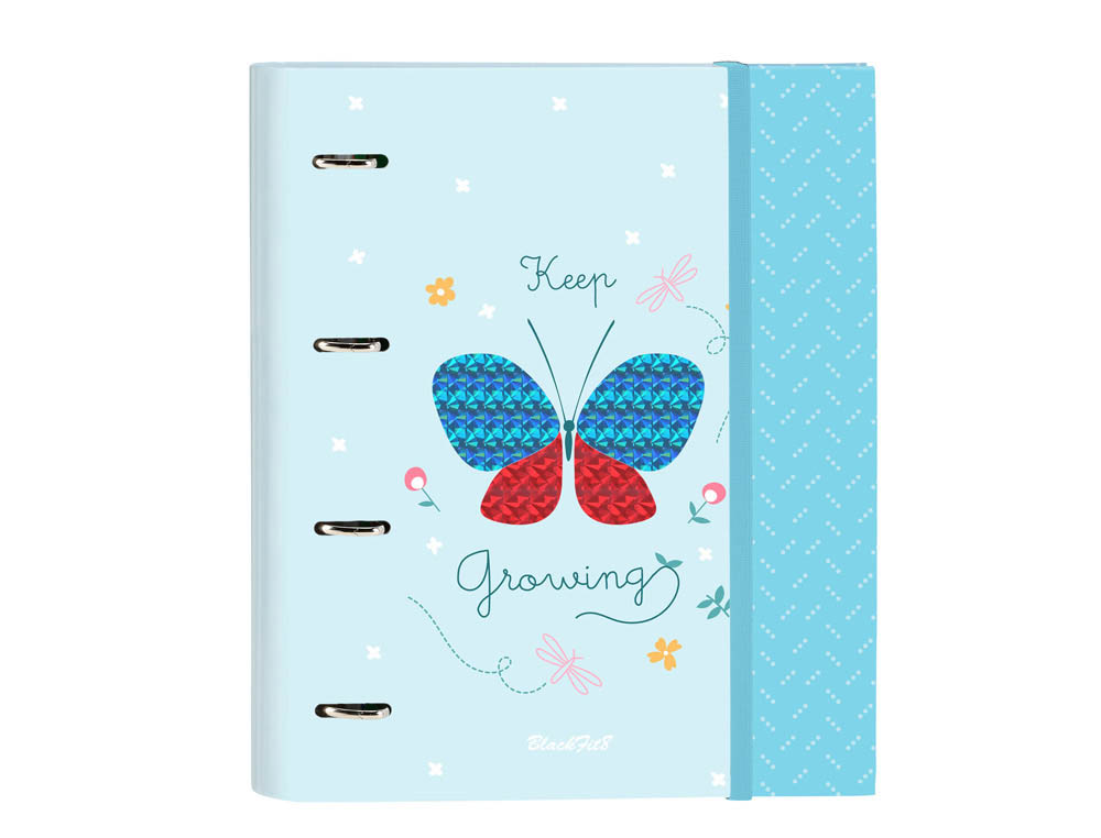 CARPETA 4 ANILLAS SAFTA A4 CON RECAMBIO 100 HOJAS BLACKFIT8 MARIPOSA 270X35X320 MM