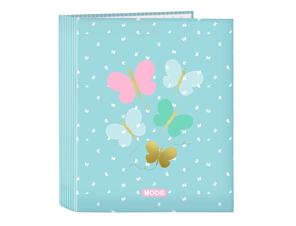 CARPETA SAFTA CARTON FOLIO 4 ANILLAS LOMO ANCHO MOOS BUTTERFLIES 60X270X300 MM