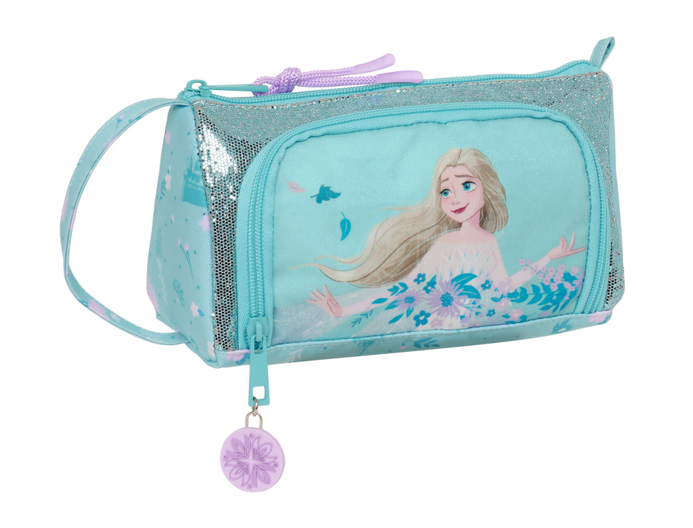 BOLSO ESCOLAR PORTATODO SAFTA CON BOLSILLO DESPLEGABLE FROZEN II HELLO SPRING 85X200X110 MM