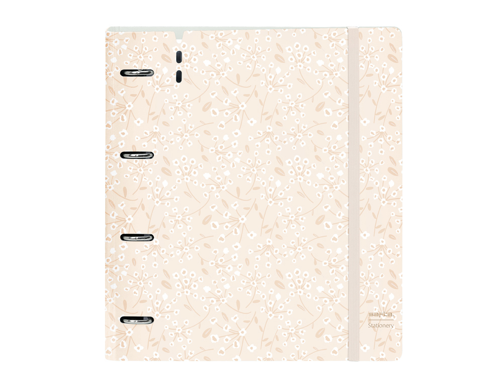 CARPETA CON RECAMBIO SAFTA DIN A4 CUADRO 5 MM POLIPROPILENO FOAM 4 ANILLAS 35MM ESTAMPADOS FLORAL ROSA