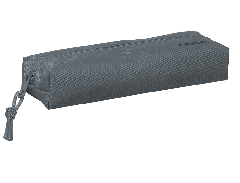 BOLSO ESCOLAR PORTATODO SAFTA RECTANGULAR CON GOMA ELASTICA 22 CM GRIS OSCURO