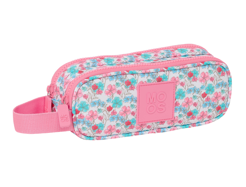 BOLSO ESCOLAR PORTATODO SAFTA DOBLE RECICLADO MOOS FLORESISTENTE 80X210X60 MM