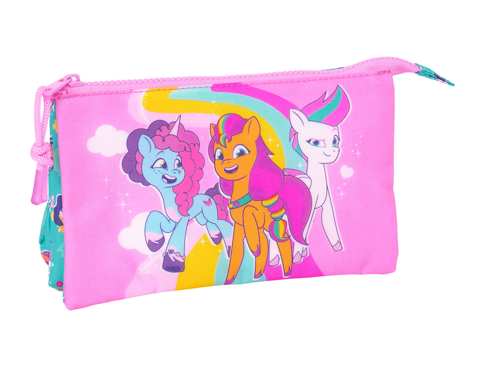 BOLSO ESCOLAR PORTATODO SAFTA TRIPLE MY LITTLE PONY MAGIC 120X220X30 MM