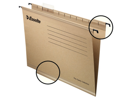 CARPETA COLGANTE ESSELTE FOLIO PROLONGADO LOMO V KRAFT CAJA DE 50 UNIDADES