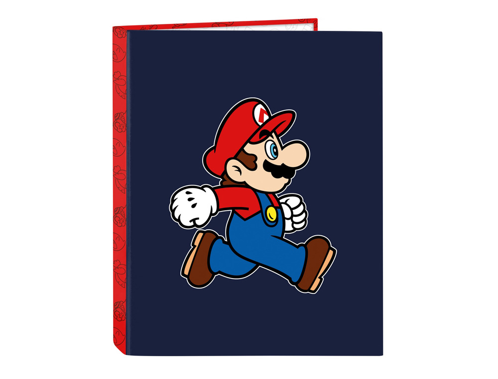 CARPETA CARTON FOLIO 4 ANILLAS MIXTAS SAFTA SUPER MARIO TRICK