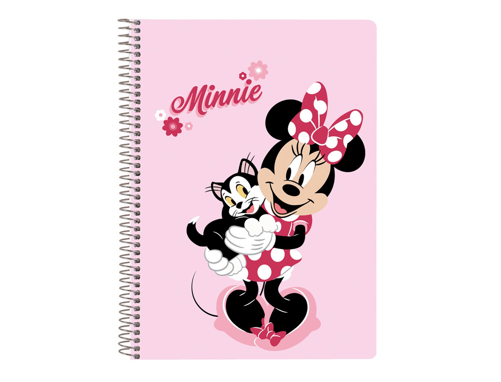 CUADERNO ESPIRAL SAFTA TAPA EXTRADURA CUARTO 80 HOJAS CUADRO 4 MM 60 GR MINNIE MOUSE NALVE