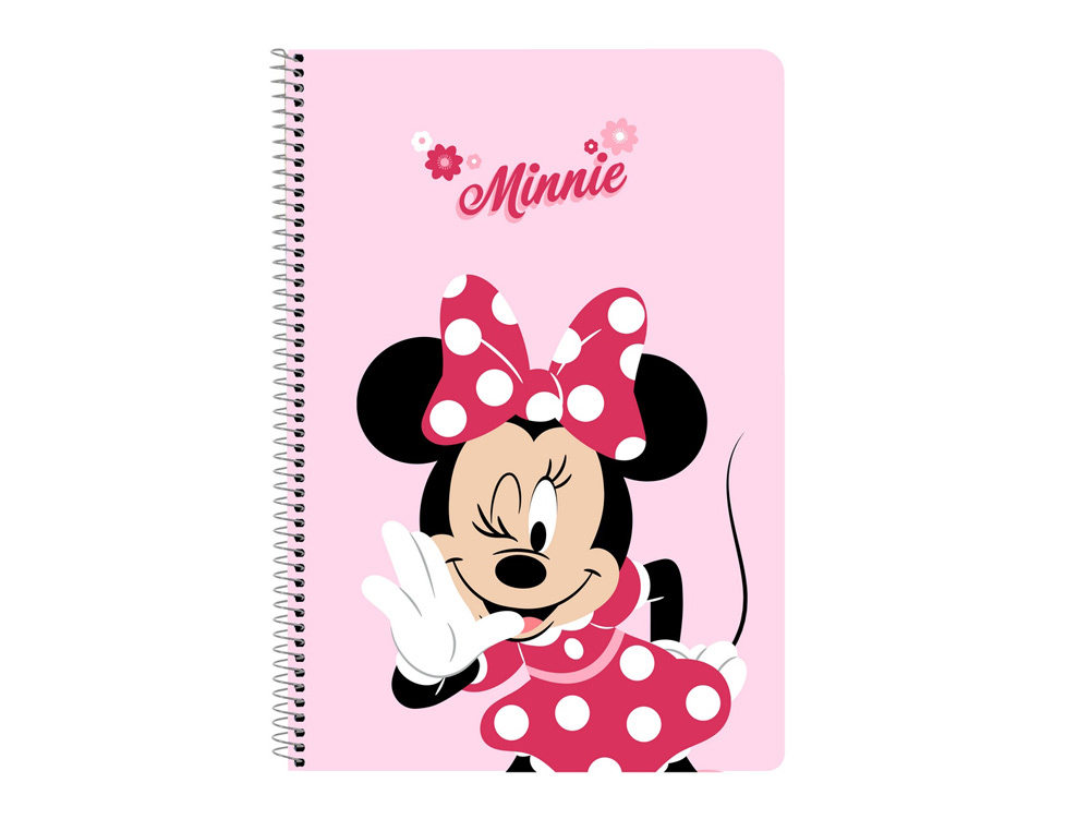 CUADERNO ESPIRAL SAFTA TAPA EXTRADURA FOLIO 80 HOJAS CUADRO 4 MM 60 GR MINNIE MOUSE NALVE