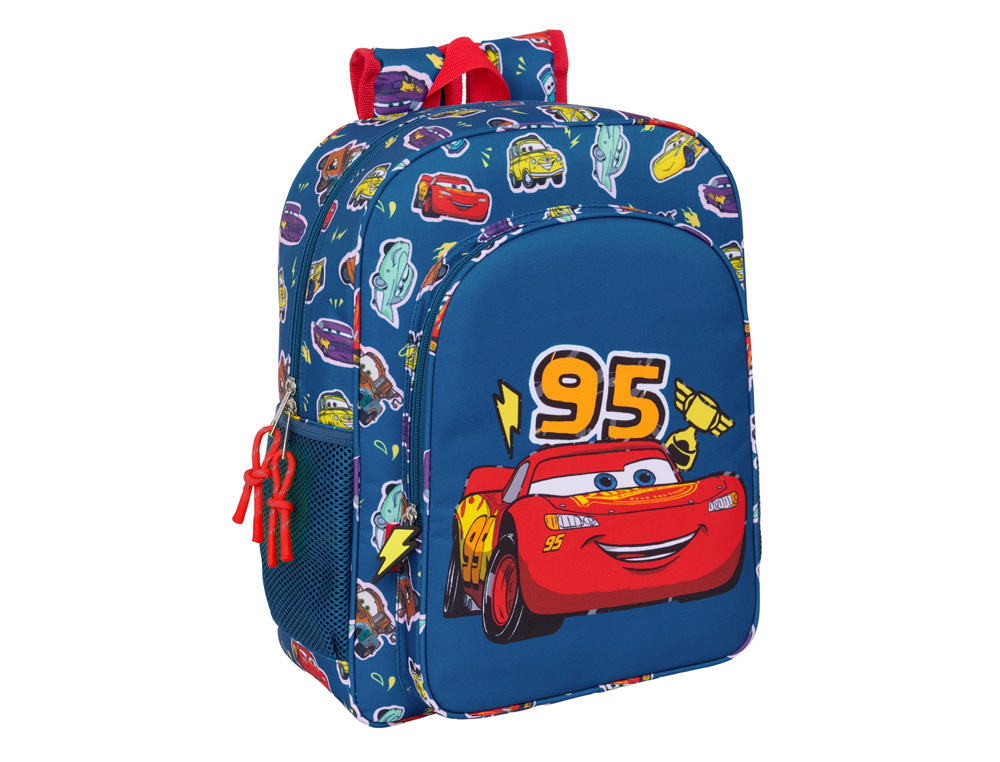 MOCHILA SAFTA JUNIOR ADAPTABLE A CARRO CARS RACING 380X320X120 MM