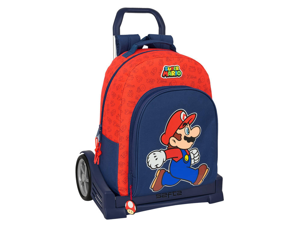 MOCHILA SAFTA MOD. 305 CON CARRO EVOLUTION SUPER MARIO TRICK 420X320X150 MM