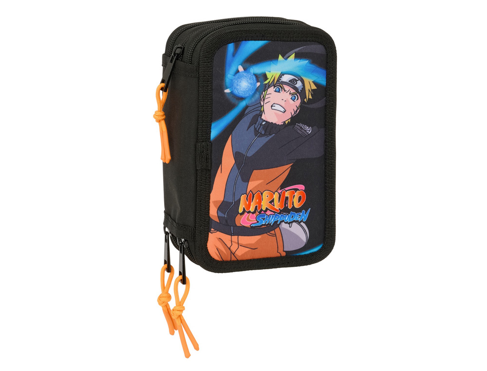 PLUMIER ESCOLAR SAFTA TRIPLE 37 PIEZAS NARUTO CHAKRA 195X125X55 MM