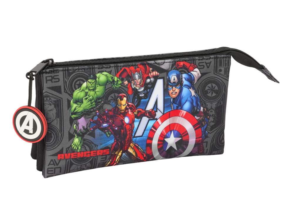 BOLSO ESCOLAR PORTATODO SAFTA TRIPLE AVENGERS VENDETTA 120X220X30 MM