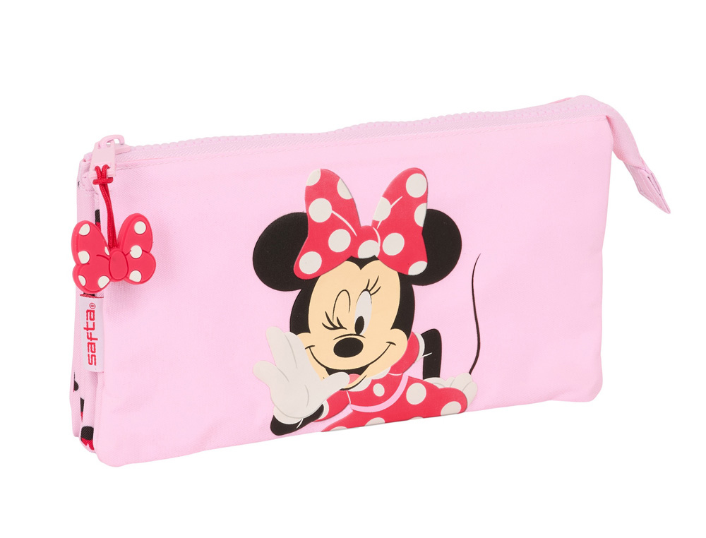 BOLSO ESCOLAR PORTATODO SAFTA TRIPLE MINNIE MOUSE NALVE 120X220X30 MM