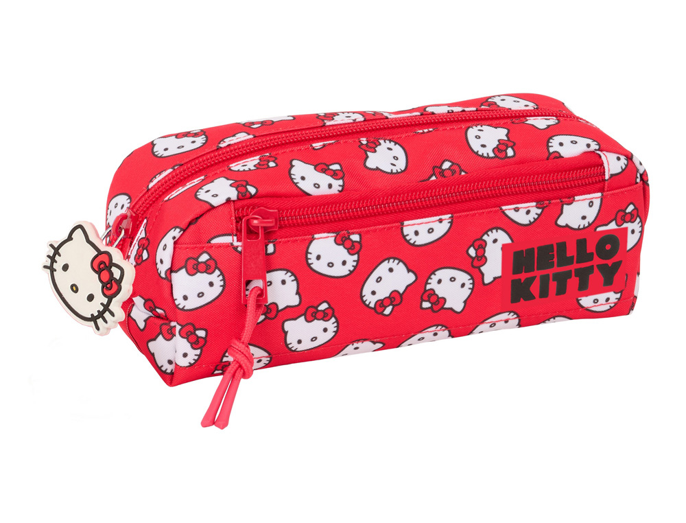 BOLSO ESCOLAR PORTATODO SAFTA TRIPLE CON GOMA ELASTICA 22CM HELLO KITTY ICONIC 85X220X60 MM