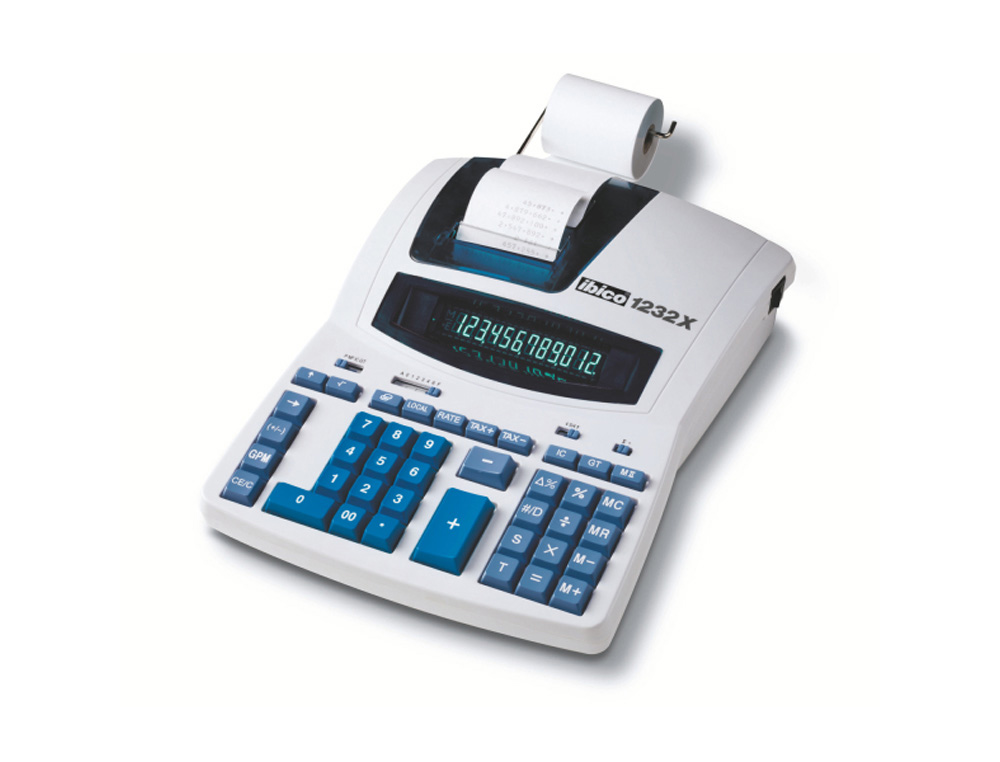CALCULADORA IBICO 1232X IMPRESORA PANTALLA FLUOR PAPEL 57 MM 12 DIGITOS IMPRESION BICOLOR