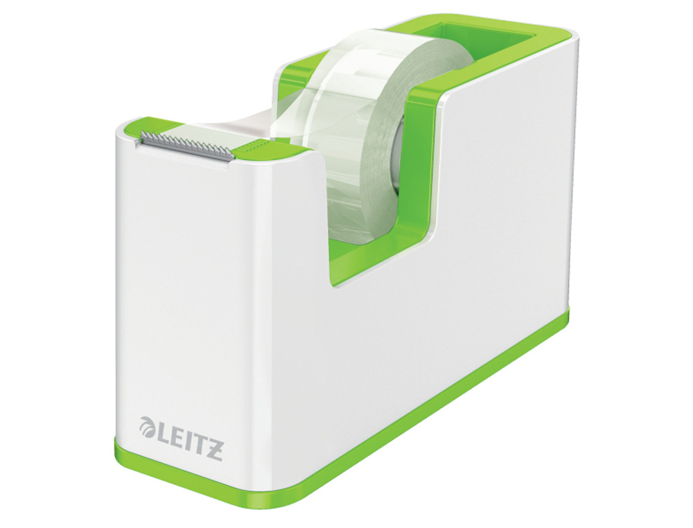 PORTARROLLO SOBREMESA LEITZ WOW DUAL PLASTICO PARA CINTAS 33 MT COLOR BLANCO/VERDE