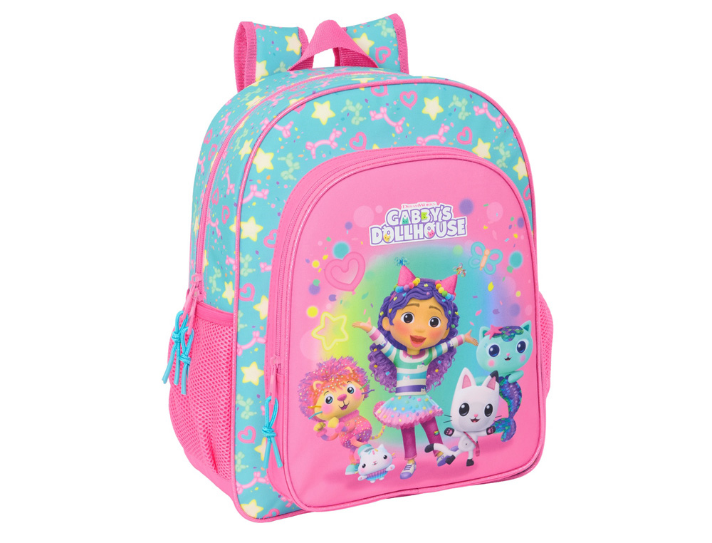 MOCHILA SAFTA JUNIOR ADAPTABLE A CARRO GABBY S DOLLHOUSE CONFETTI 380X320X120 MM