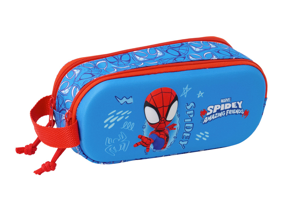 BOLSO ESCOLAR PORTATODO SAFTA DOBLE 3D MOCHILAS 3D SPIDEY 80X210X60 MM