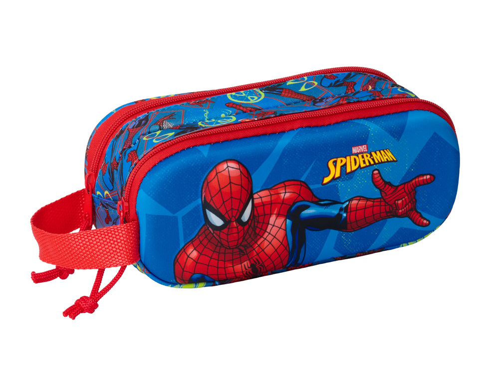 BOLSO ESCOLAR PORTATODO SAFTA DOBLE 3D MOCHILAS 3D SPIDER-MAN 80X210X60 MM