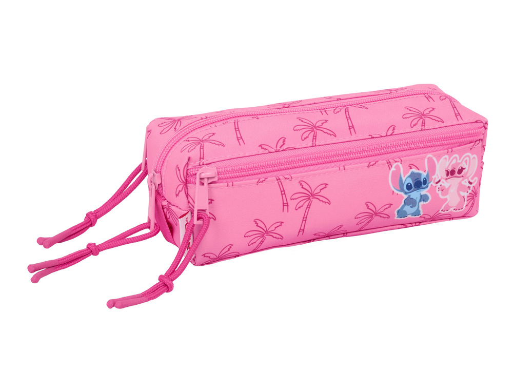 BOLSO ESCOLAR PORTATODO SAFTA TRIPLE PEQUEO CON GOMA ELASTICA 22CM STITCH CHILL 85X220X60 MM
