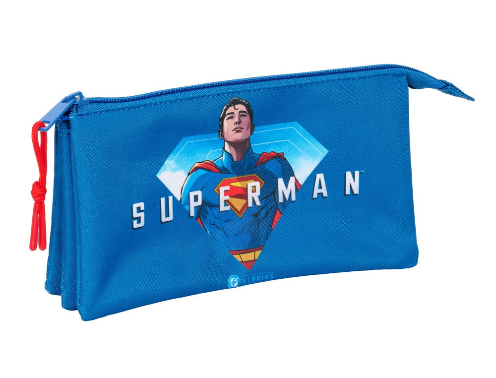 BOLSO ESCOLAR PORTATODO SAFTA TRIPLE SUPERMAN 120X220X30 MM