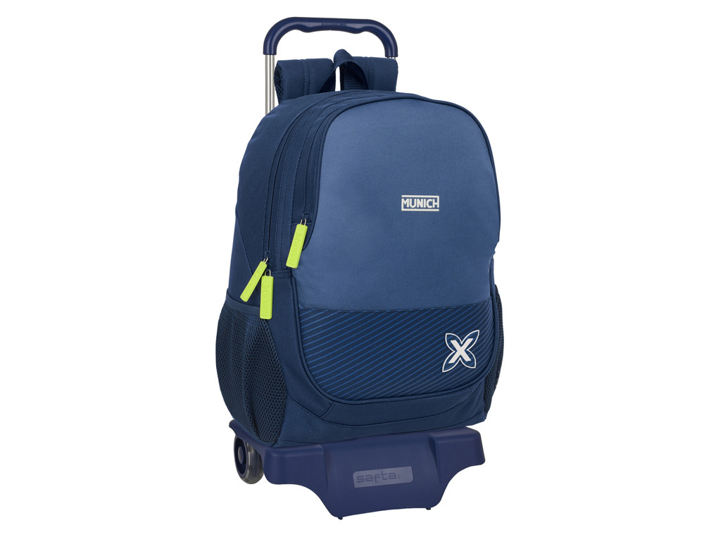 MOCHILA SAFTA MOD. 665 CON CARRO 905 MUNICH BLUE INDIGO 440X320X160 MM