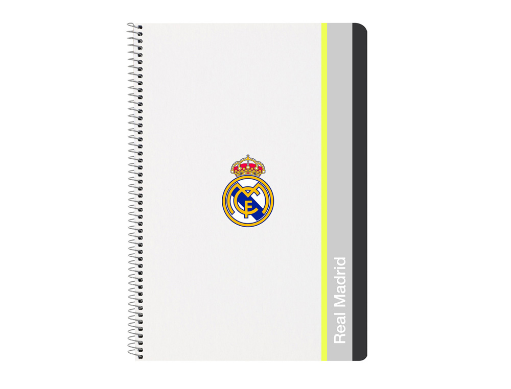 CUADERNO ESPIRAL SAFTA FOLIO 80H 60GR CUADRO 4MM TAPA EXTRADURA REAL MADRID 1 EQUIPACION 25/26