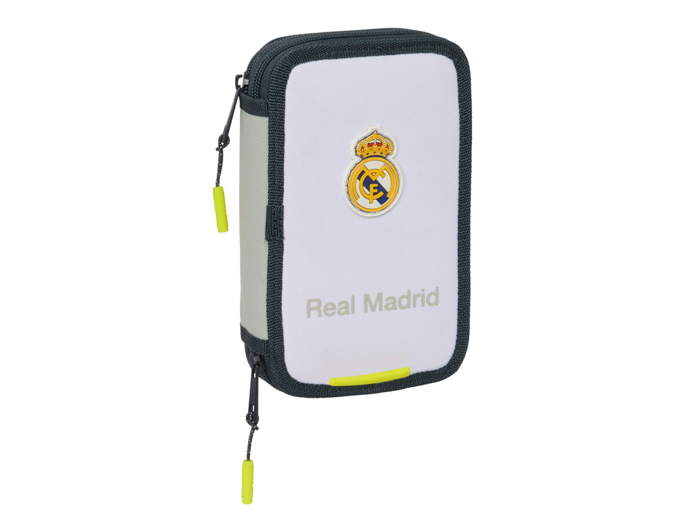 PLUMIER ESCOLAR SAFTA DOBLE PEQUEO 29 PIEZAS REAL MADRID 1 EQUIPACION 25/26 195X125X40 MM