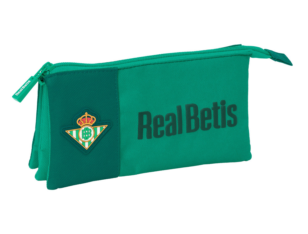 BOLSO ESCOLAR PORTATODO SAFTA TRIPLE RESISTENTE AL AGUA REAL BETIS 120X220X30 MM