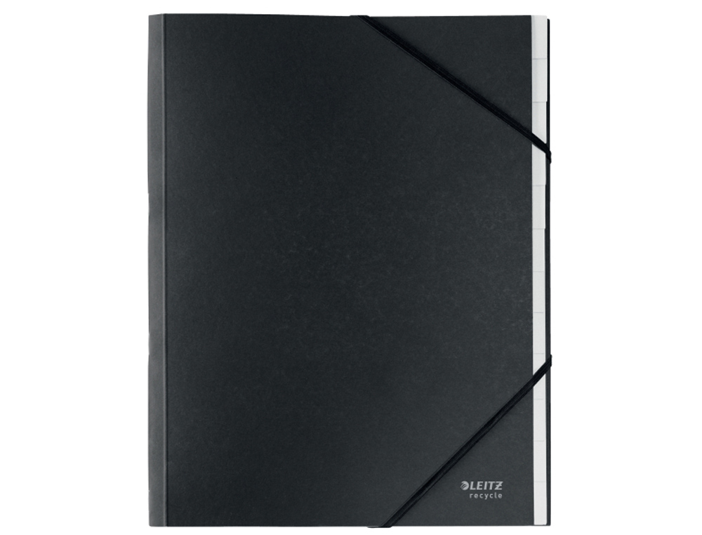 CARPETA LEITZ RECYCLE CLASIFICADORA FUELLE DIN A4 CARTON 6 COMPARTIMENTOS COLOR NEGRO