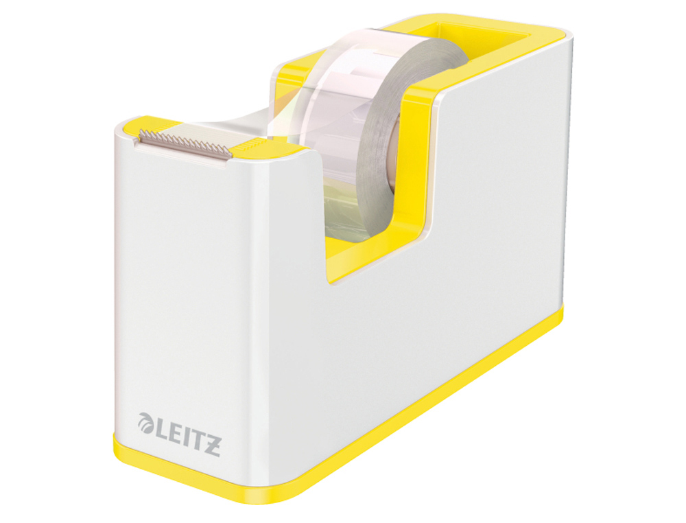 PORTARROLLO SOBREMESA LEITZ WOW DUAL PARA CINTAS 33 MT COLOR AMARILLO/BLANCO