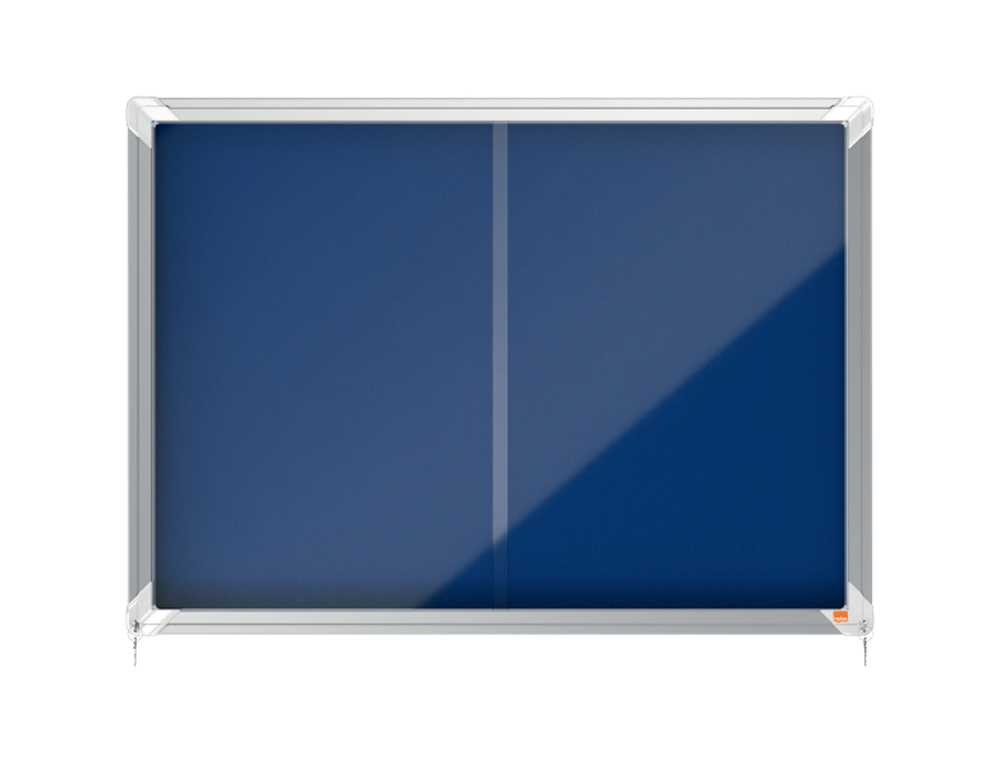 VITRINA DE ANUNCIOS NOBO PREMIUM PLUS FIELTRO AZUL CON PUERTA CORREDERA 8 X DIN A4 925X668 MM