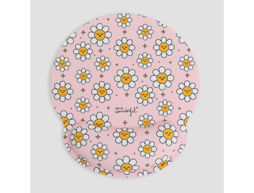 ALFOMBRILLA DE RATON MR WONDERFUL DE GEL ERGONOMICA MARGARITAS 250X230 MM