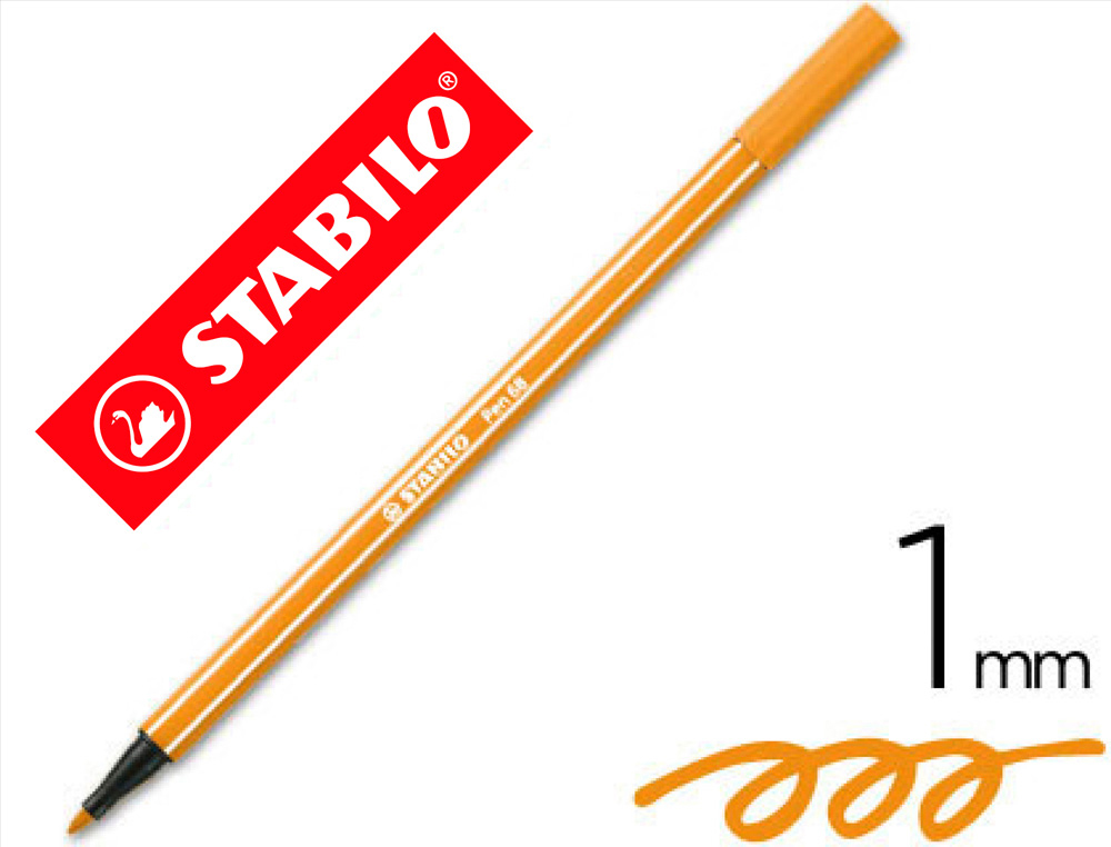 ROTULADOR STABILO ACUARELABLE PEN 68 NARANJA PUNTA GRUESA 1MM