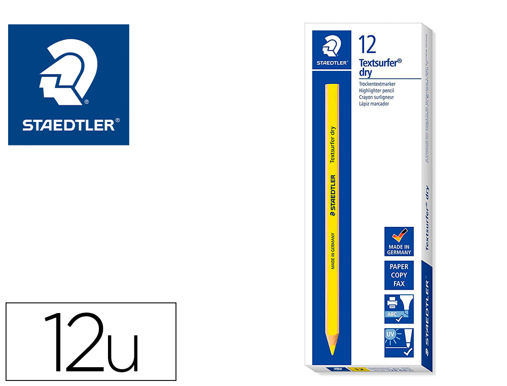 LAPICES FLUORESCENTE STAEDTLER TEXTSURFER DRY TRIANGULAR AMARILLO CAJA DE 12 UNIDADES