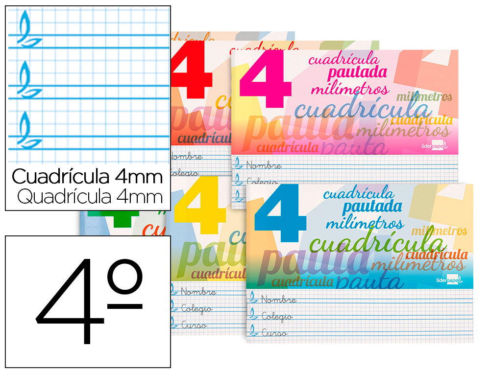 LIBRETA LIDERPAPEL PAUTAGUIA TAPA CARTONCILLO 32 HOJAS DIN A5 70 GR CUADRICULADO PAUTADO 4 MM APAISADO CON MARGEN
