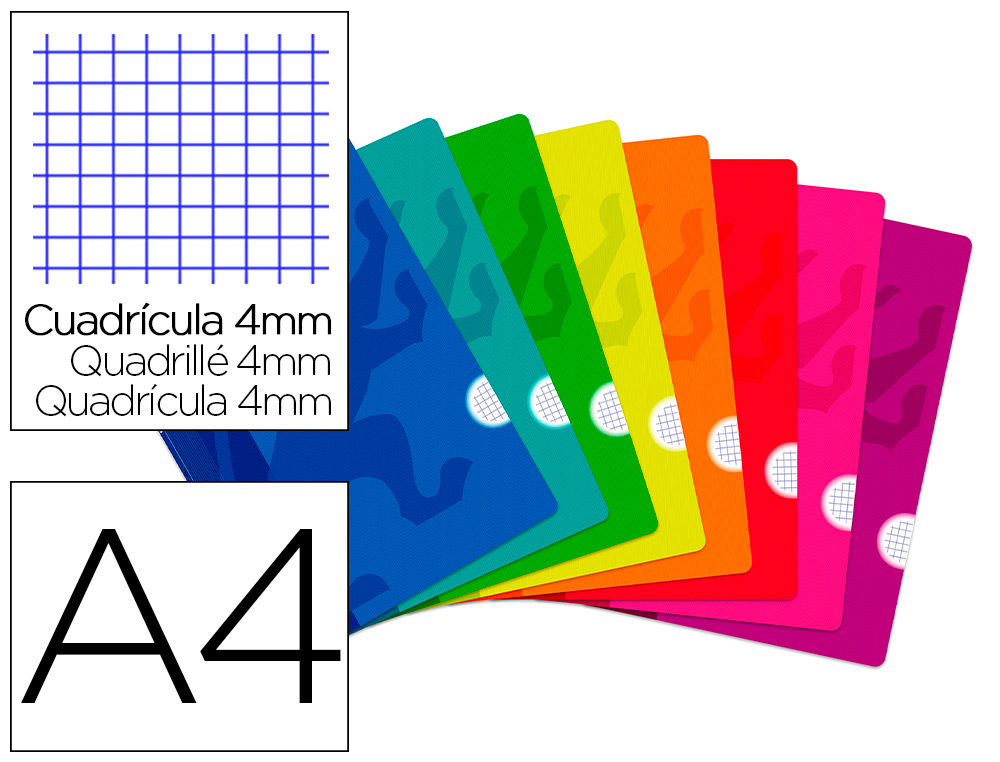 LIBRETA ESCOLAR OXFORD TAPA FLEXIBLE OPTIK PAPER OPENFLEX 48 HOJAS DIN A4 CUADRO 4 MM COLORES SURTIDOS