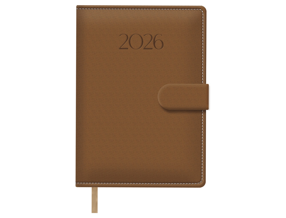 AGENDA ENCUADERNADA DOHE 2026 SENA POLIPIEL CIERRE CON PESTAA IMANTADA DIA PAGINA 150X210 MM COLOR CAMEL