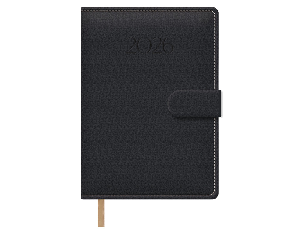 AGENDA ENCUADERNADA DOHE 2026 SENA POLIPIEL CIERRE CON PESTAA IMANTADA DIA PAGINA 150X210 MM COLOR NEGRO