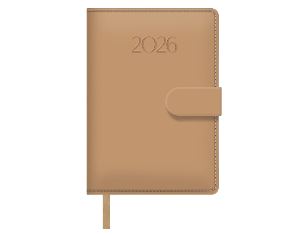 AGENDA ENCUADERNADA DOHE 2026 PRETTY POLIPIEL CIERRE CON PESTAA IMANTADA DIA PAGINA 125X180 MM COLOR BEIG