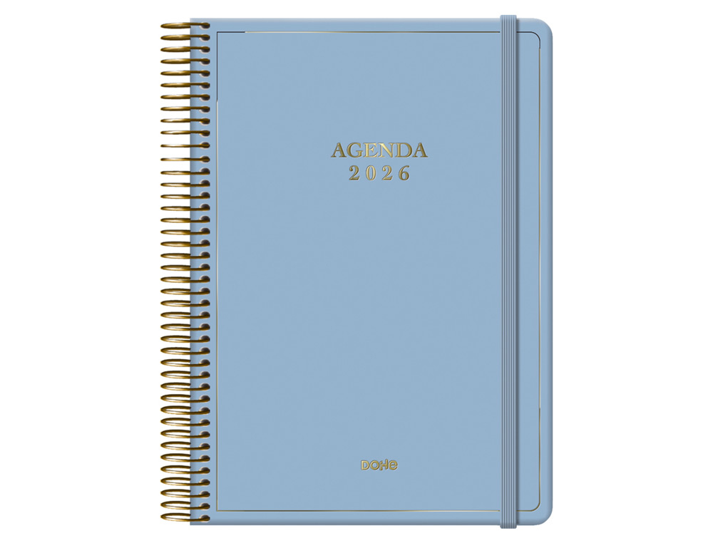 AGENDA ESPIRAL DOHE 2026 VELVET CARTON IMPRESO PLASTIFICADO DIA PAGINA 140X200 MM COLOR AZUL