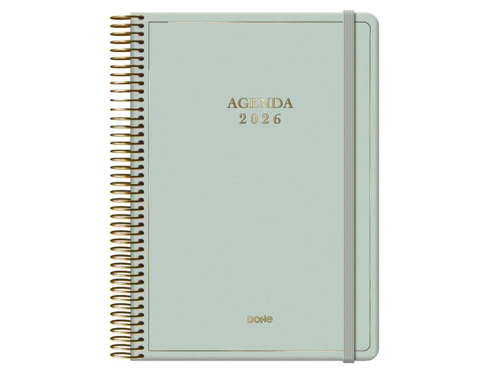 AGENDA ESPIRAL DOHE 2026 VELVET CARTON IMPRESO PLASTIFICADO DIA PAGINA 140X200 MM COLOR VERDE