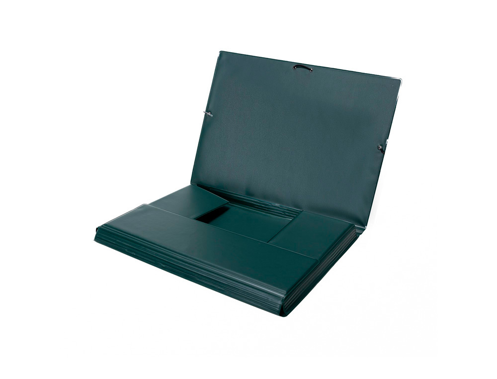 CARPETA GOMA GRAFOPLAS FOLIO FORRADA 3 SOLAPAS PVC VERDE