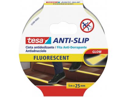 CINTA ADHESIVA TESA ANTIDESLIZANTE AMARILLO FLUORESCENTE 5 M X 25 MM