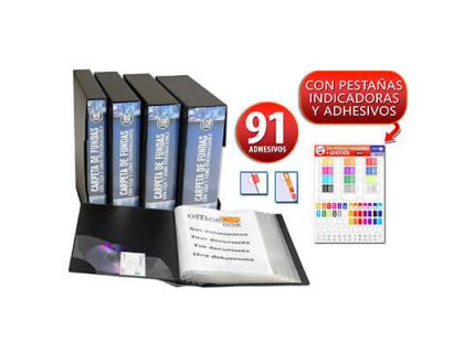 CARPETA OFFICE BOX ESCAPARATE 100 FUNDAS POLIPROPILENO DIN A4 CON CAJETIN NEGRO