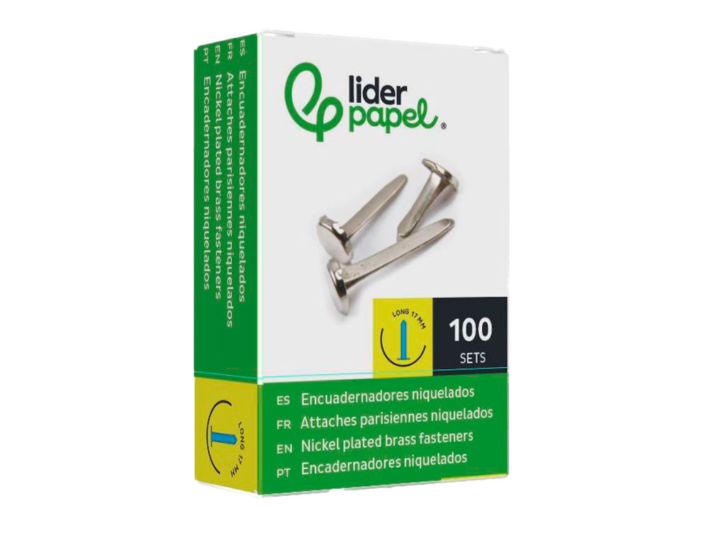 ENCUADERNADORES LIDERPAPEL NIQUELADOS N.2 17 MM CAJA DE 100 UNIDADES