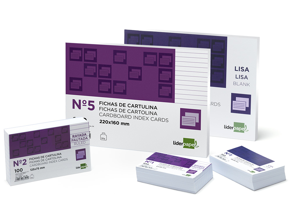 FICHA LIDERPAPEL LISA N1 65X95MM PAQUETE DE 100 180G